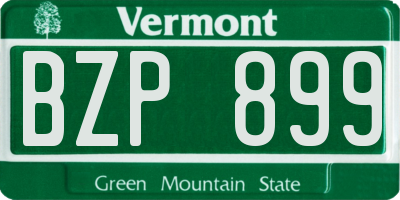 VT license plate BZP899