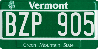 VT license plate BZP905
