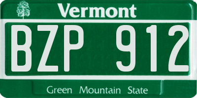 VT license plate BZP912