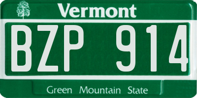 VT license plate BZP914