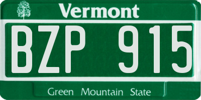 VT license plate BZP915