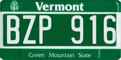 VT license plate BZP916