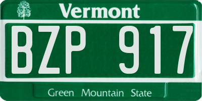 VT license plate BZP917