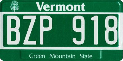 VT license plate BZP918