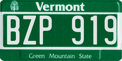 VT license plate BZP919