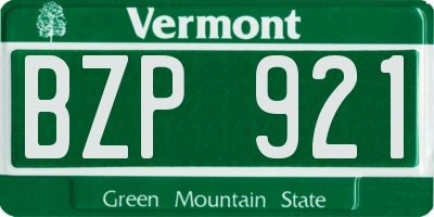 VT license plate BZP921