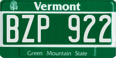 VT license plate BZP922