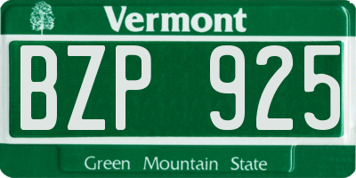 VT license plate BZP925