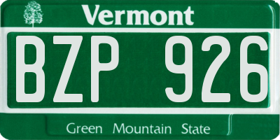 VT license plate BZP926