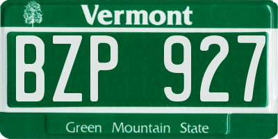 VT license plate BZP927