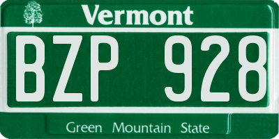 VT license plate BZP928