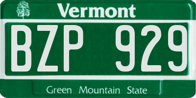 VT license plate BZP929