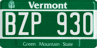 VT license plate BZP930
