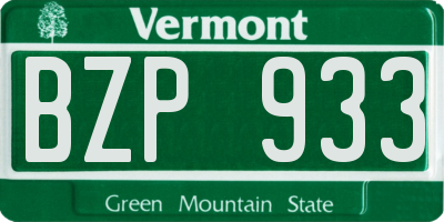 VT license plate BZP933