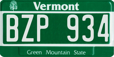 VT license plate BZP934