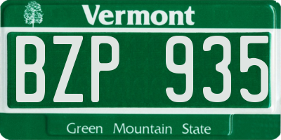 VT license plate BZP935