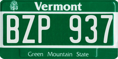 VT license plate BZP937