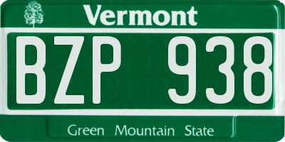 VT license plate BZP938