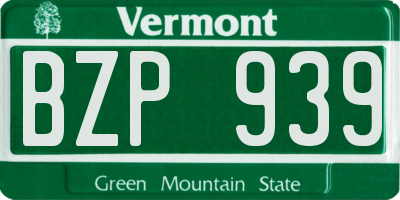 VT license plate BZP939