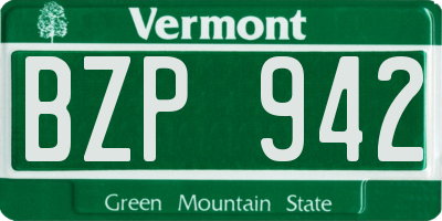 VT license plate BZP942