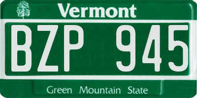 VT license plate BZP945