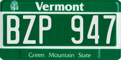VT license plate BZP947