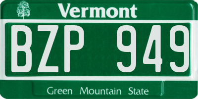 VT license plate BZP949
