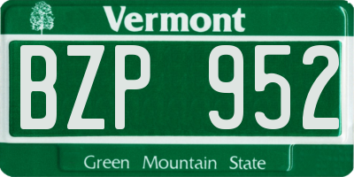VT license plate BZP952