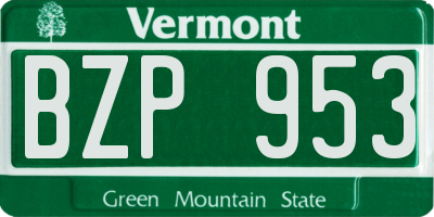 VT license plate BZP953