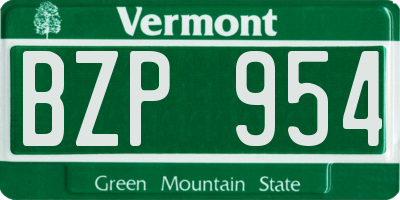 VT license plate BZP954