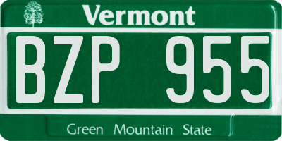 VT license plate BZP955