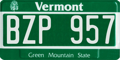 VT license plate BZP957