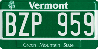 VT license plate BZP959