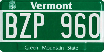 VT license plate BZP960