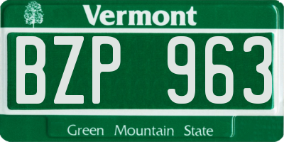 VT license plate BZP963