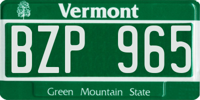 VT license plate BZP965