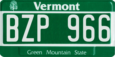 VT license plate BZP966