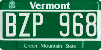 VT license plate BZP968