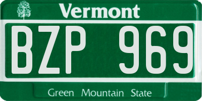 VT license plate BZP969