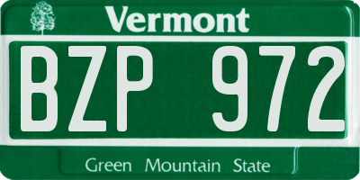 VT license plate BZP972