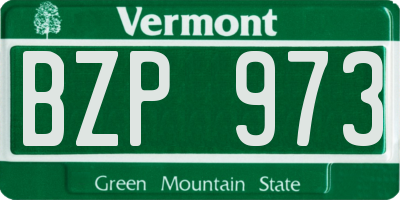 VT license plate BZP973