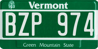 VT license plate BZP974