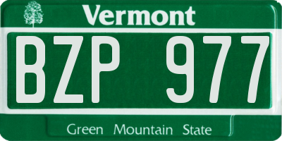 VT license plate BZP977