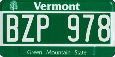 VT license plate BZP978