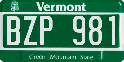 VT license plate BZP981