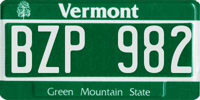 VT license plate BZP982