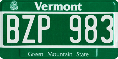 VT license plate BZP983