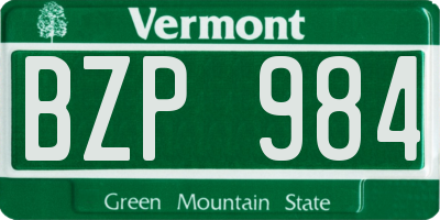 VT license plate BZP984