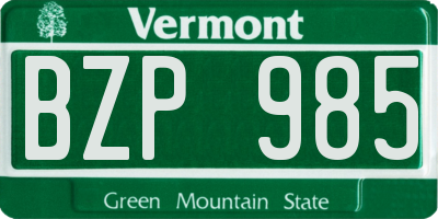VT license plate BZP985