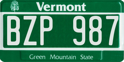 VT license plate BZP987